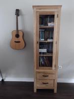 Eiken boekenkast blank met deur en glas en 2 lades, Huis en Inrichting, Kasten | Boekenkasten, Ophalen, Gebruikt, Eikenhout, 50 tot 100 cm