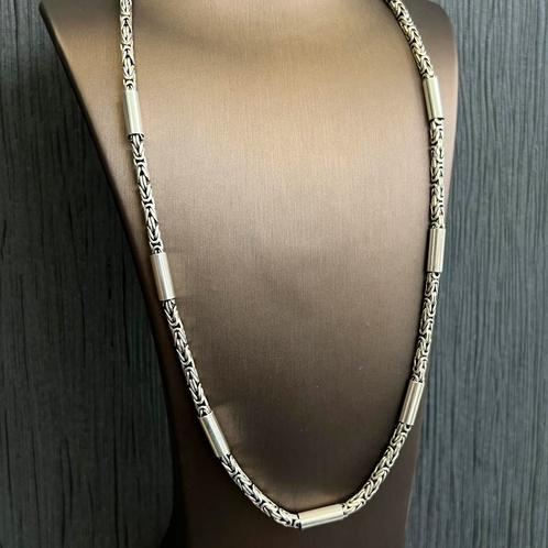 Zilveren koningsketting massief schakel, Sieraden, Tassen en Uiterlijk, Kettingen, Nieuw, Goud, Ophalen of Verzenden