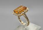 Gouden Vintage ring madeira citrien en diamant. 2025/377, ., Geel, Ophalen of Verzenden, Zo goed als nieuw