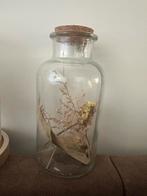 Stolp en fles met droogbloemen met licht, Ophalen of Verzenden, Zo goed als nieuw