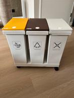 Prullenbak op wielen, 3 vakken (afvalscheiding), Huis en Inrichting, Ophalen, Kunststof, 50 tot 75 cm, Nieuw
