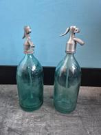 2 groene vintage waterflessen, Huis en Inrichting, Ophalen of Verzenden