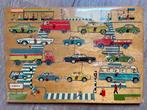 Oude simplex puzzel met auto’s nu oldtimers houten speelgoed, Ophalen of Verzenden