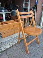 VINTAGE OUDERWETSE HOUTEN KLAPSTOELEN 10 STUKS NOG AANWEZIG, Ophalen, Inklapbaar en stapelbaar, Gebruikt, Bruin