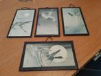 Antiek japanse miniatuur tekening achter glas, Antiek en Kunst, Ophalen of Verzenden