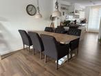 6 eetkamer stoelen kunstleder, Gebruikt, Bruin, Ophalen, Hout