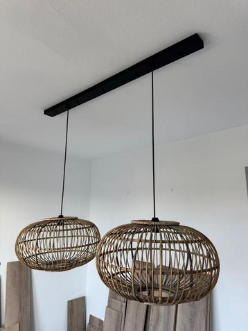 2 Bamboe Lampen met Rail - 45cm beschikbaar voor biedingen