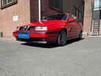 Alfa Romeo 155 1.8 Twin Spark met Q4 interieur Rood, Auto's, Alfa Romeo, Voorwielaandrijving, Zwart, 4 cilinders, Leder en Stof