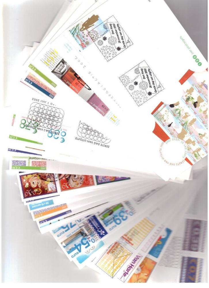 jaargang fdc's nederland  2002, Postzegels en Munten, Postzegels | Eerstedagenveloppen, Onbeschreven, Nederland, Verzenden