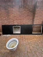 Keramisch aanrechtblad met spoelbak – 242x60 cm –goede staat, Huis en Inrichting, Keuken | Keukenelementen, Ophalen, Zwart, Zo goed als nieuw