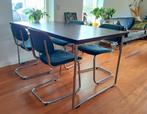 Gispen tafel GS 1296 zwart eettafel chroom dutch originals, Ophalen, 50 tot 100 cm, Zo goed als nieuw, Vijf personen of meer