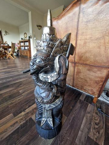 Extra groot houten origineel Ganesh beeld 80cm + Sint kerst. beschikbaar voor biedingen