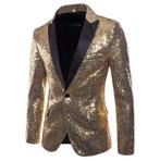 Heren gouden glitter colbert mannen blazer goud paillet, Verzenden, Nieuw, Overige maten