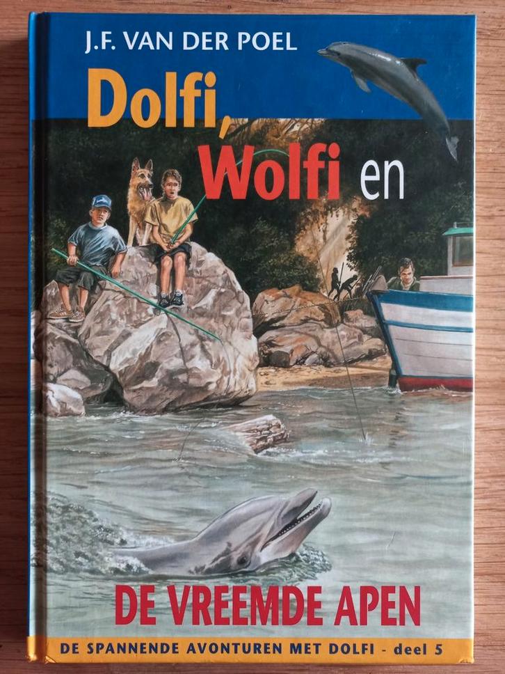 Dolfi, Wolfi en de vreemde apen, J.F vd Poel, spannend chr., Boeken, Kinderboeken | Jeugd | 10 tot 12 jaar, Zo goed als nieuw
