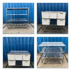 Mobiele rvs Grondstoffenkar met of zonder kunststof bakken, Doe-het-zelf en Verbouw, Ophalen, Gebruikt