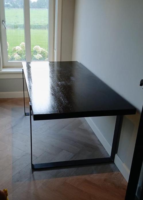Zwarte tafel, Huis en Inrichting, Tafels | Eettafels, Gebruikt, 150 tot 200 cm, Vijf personen of meer, Rechthoekig, Eikenhout