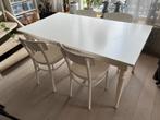 Ikea uitschuifbare tafel INGATORP wit + 4 stoelen, Ophalen, Zo goed als nieuw, Vijf personen of meer, Rechthoekig