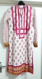 Geborduurde tuniek jurk top - Maat S roze wit katoen, Kleding | Dames, Jurken, Wit, Ophalen of Verzenden, Zo goed als nieuw, Maat 36 (S)