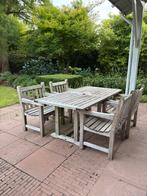 Teakhouten tuinset compleet met kussens, 4 zitplaatsen, Gebruikt, Teakhout, Ophalen of Verzenden