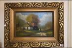 Klassiek schilderij: Oude boerderij in landschap, Antiek en Kunst, Kunst | Schilderijen | Klassiek, Ophalen