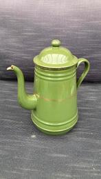 Brocante Vintage groene koffiekan theepot, Antiek en Kunst, Antiek | Emaille, Ophalen of Verzenden
