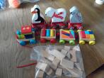 Nieuw houten speelgoed treintje + zak blokken + dierentrein, Ophalen of Verzenden, Nieuw, Duw- of Trekspeelgoed