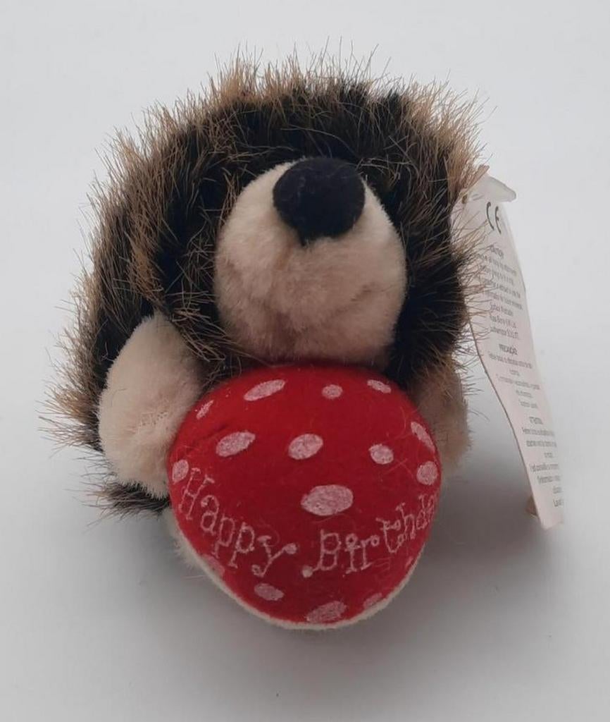 Russ Egel knuffeltje Happy Birthday ca. 8cm hoog, Ophalen of Verzenden, Zo goed als nieuw, Overige typen