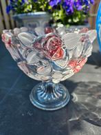 Geweldige kristallen glazen bonbonniere roze rozen, Antiek en Kunst, Ophalen of Verzenden