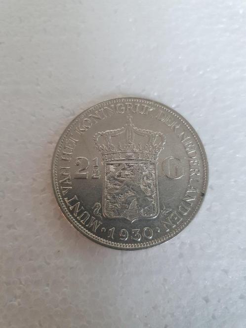 2,5 g Wilhelmina 1930 zilver zgst 25,00 gr, Postzegels en Munten, Munten | Nederland, Losse munt, 2½ gulden, Koningin Wilhelmina