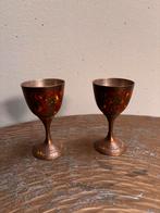 Vintage Geëmailleerde Koperen Kelken/Eierdoppen - Set van 2, Antiek en Kunst, Antiek | Koper en Brons, Ophalen, Koper