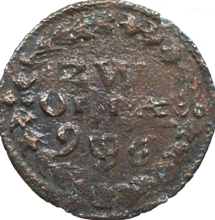 Nederland - Zwolle duit 1596 (contemporaine vervalsing), Postzegels en Munten, Munten | Nederland, Losse munt, Overige waardes