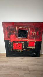 Abstract Schilderij - Rood en Zwart 1x1 mtr, Ophalen