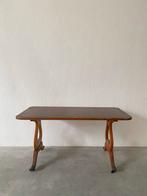 Vintage bijzettafel met leren blad, Antiek en Kunst, Antiek | Meubels | Tafels, Ophalen