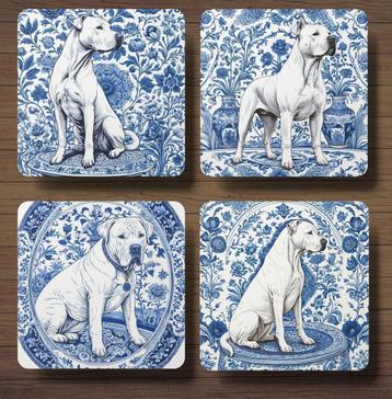 Argentijnse Dog Delfts Blauw onderzetters met houder beschikbaar voor biedingen