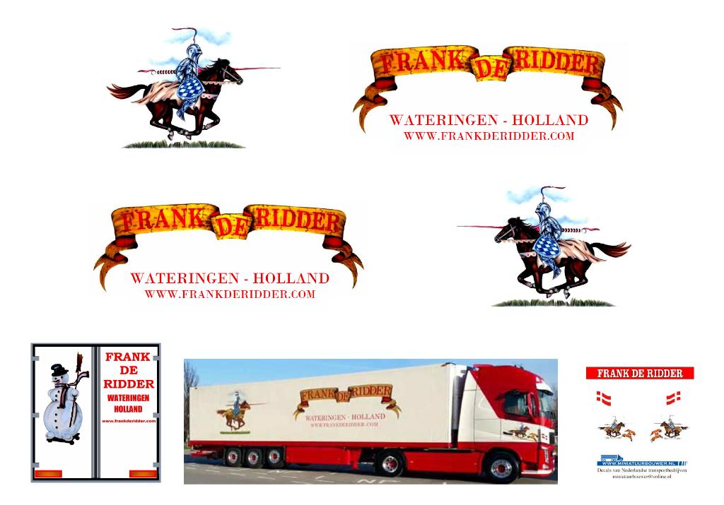 Vrachtauto decal 1:50 Frank de Ridder transport ( type 3 ), Verzenden, Nieuw, Bus of Vrachtwagen, Overige merken