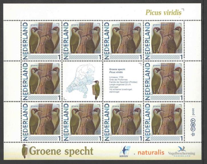 Postzegels Vogels in Nederland: Groene Specht, Postzegels en Munten, Postzegels | Nederland, Postfris, Na 1940, Ophalen of Verzenden