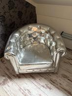 Zilverkleurige Fauteuil, Huis en Inrichting, Fauteuils, Ophalen, Kunststof, Chesterfield, 75 tot 100 cm