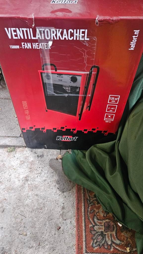Ventilatorkachel op krachtstroom - 15000W, Doe-het-zelf en Verbouw, Verwarming en Radiatoren, Nieuw, Kachel, 800 watt of meer