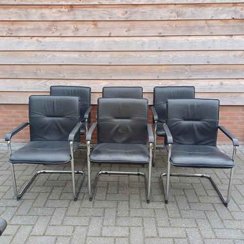 6 x kantoor kantine wegruimte kunstleer stoelen, Huis en Inrichting, Stoelen, Gebruikt, Vijf, Zes of meer stoelen, Bruin, Ophalen