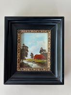 Oud schilderijtje op houten paneel, Landschap Gesign Brandt, Antiek en Kunst, Kunst | Schilderijen | Klassiek, Ophalen of Verzenden