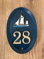 Mooi huis nummer steen bordje ovaal blauw bordje schip 28, Antiek en Kunst, Ophalen of Verzenden