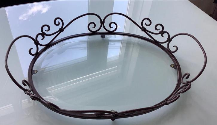 Antiek Dienblad - Prachtig Decoratief Stuk, Huis en Inrichting, Woonaccessoires | Dienbladen, Gebruikt, Metaal, Ovaal, Ophalen of Verzenden