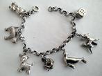 ZILVEREN BEDELARMBANDJE MET 7 BEDELTJES, Sieraden, Tassen en Uiterlijk, Antieke sieraden, Verzenden, Zilver, Armband