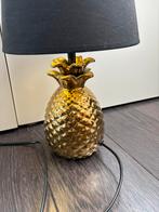 Gouden Ananas Tafellamp met Zwarte Kap, Huis en Inrichting, Lampen | Tafellampen, Ophalen, Metaal, Minder dan 50 cm