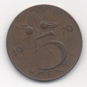 Stuivers Juliana 1950 / 1980, Postzegels en Munten, Munten | Nederland, Losse munt, 5 cent, Koningin Juliana, Ophalen of Verzenden