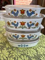 Pyrex Country Festival Blue Birds oven schalen circa 1975, Antiek en Kunst, Ophalen