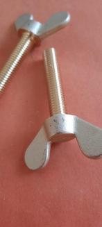 1-2 st messing vleugelschroef of vleugelbout m6x40 mm kotter, Verzenden, Nieuw