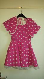 Polkadot roze jurk met bolero en haarband mt 128, Ophalen, 122 t/m 128, Meisje