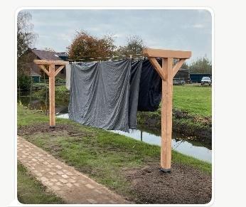 Set waslijn palen Douglas 12x12 met toebehoren, Tuin en Terras, Palen, Balken en Planken, Nieuw, Palen, 250 cm of meer, Ophalen of Verzenden