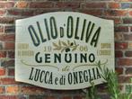 Handgeschilderd vintage reclame bord / Olijfolie / Italië, Ophalen of Verzenden, Zo goed als nieuw, Reclamebord